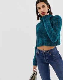 ASOS DESIGN crop sweater with high neck in chenille   ASOS at Asos